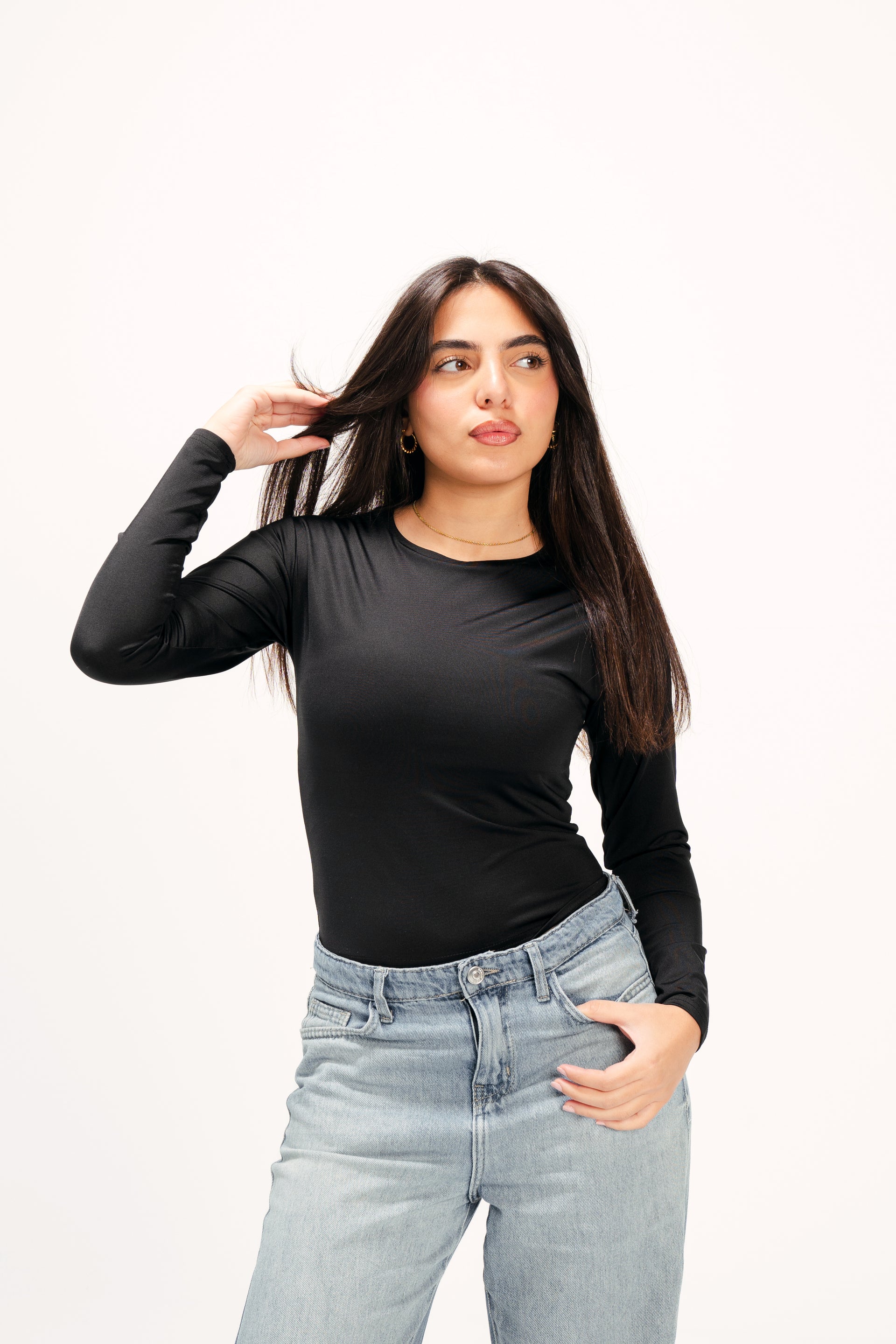 Round Neck Long Sleeve Basic Top